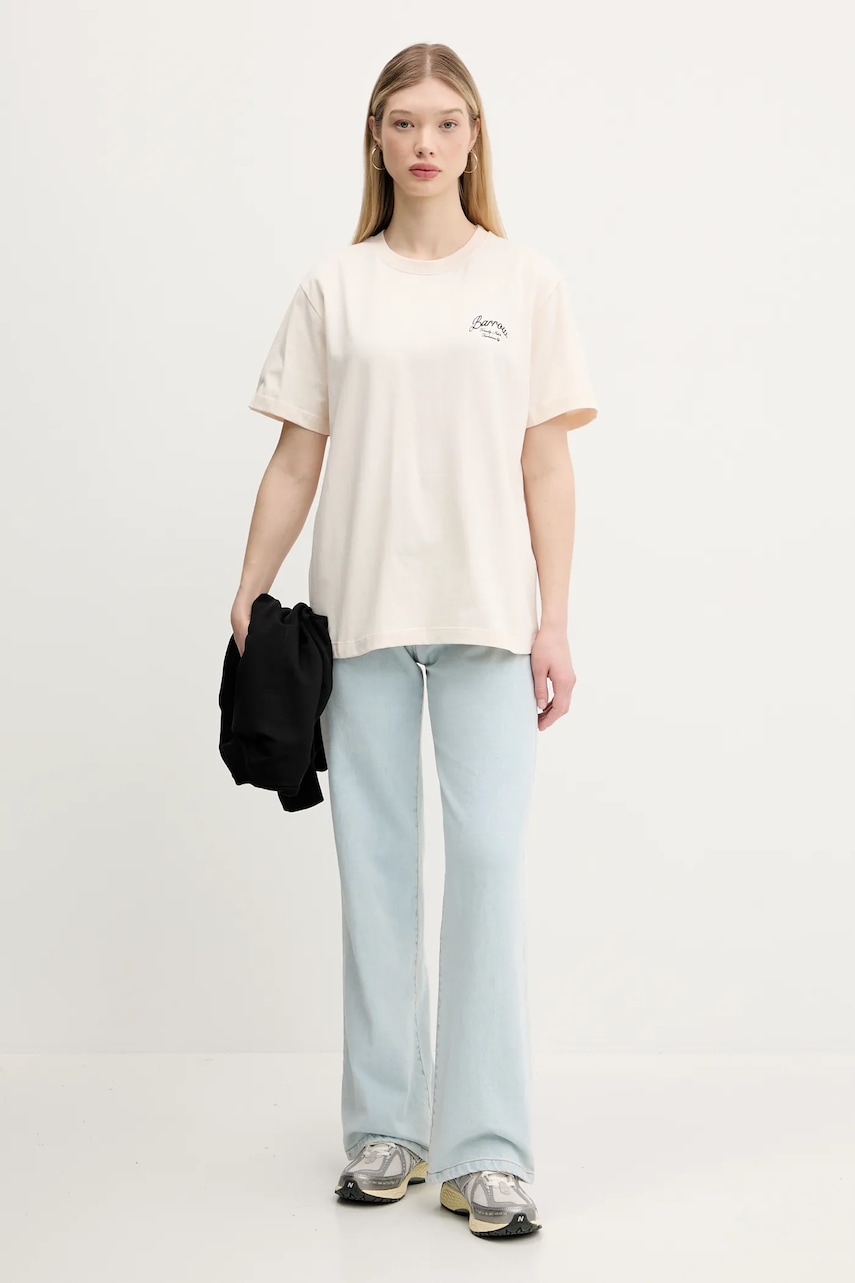 Βαμβακερό μπλουζάκι Barrow χρώμα: μπεζ, S5BWUATH145 φωτογραφία