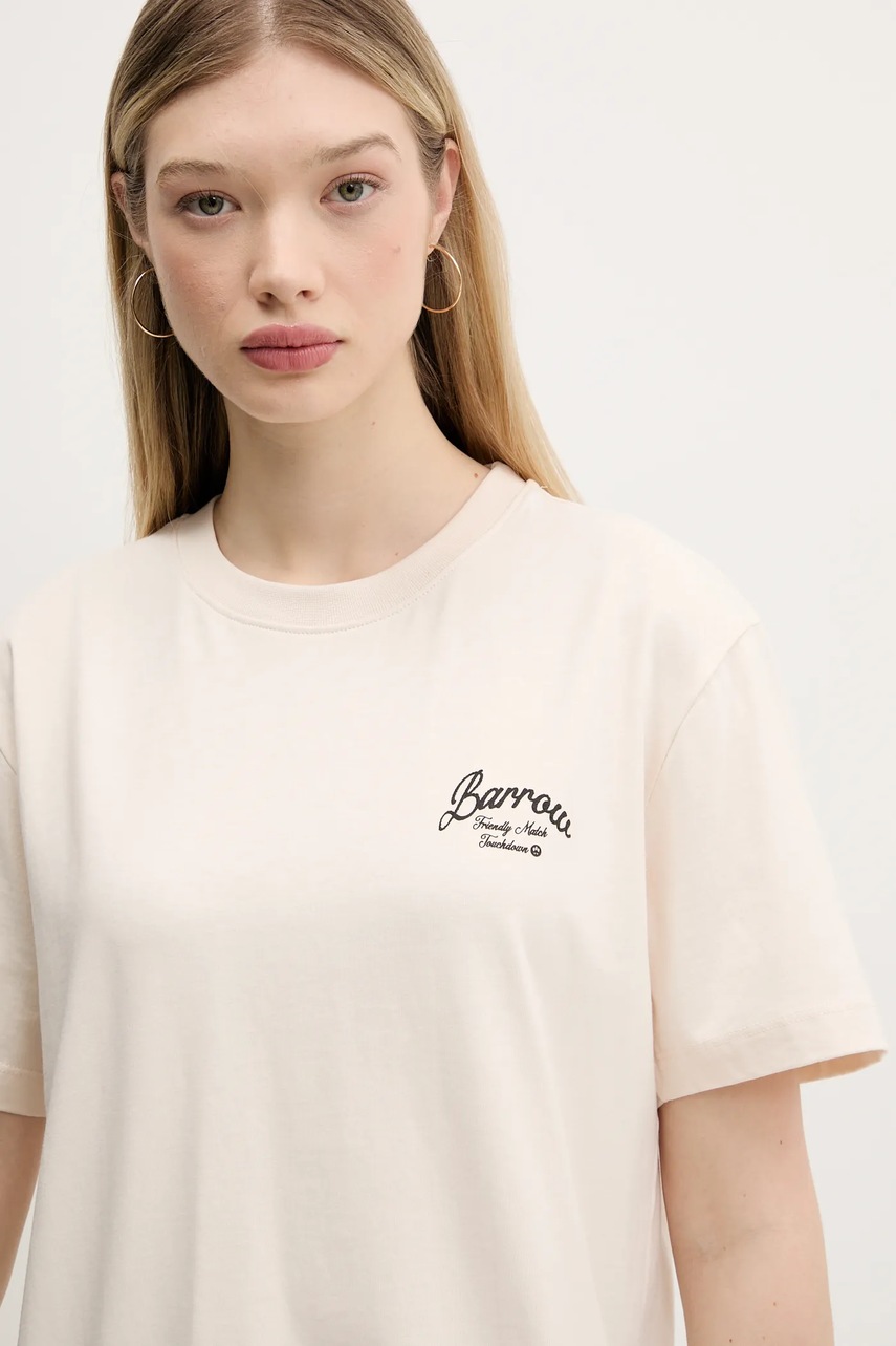 Βαμβακερό μπλουζάκι Barrow χρώμα: μπεζ, S5BWUATH145 φωτογραφία