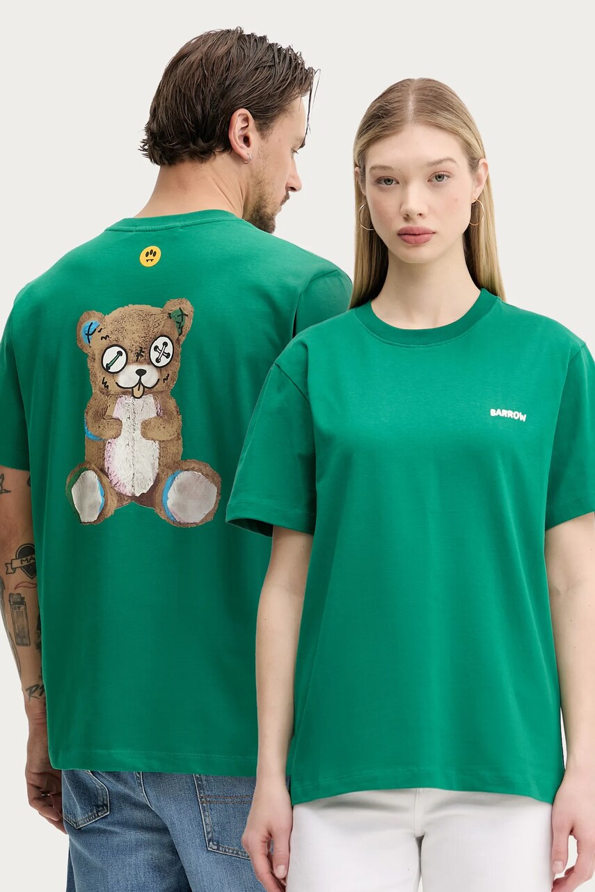 Levně Bavlněné tričko Barrow zelená barva, s potiskem, S5BWUATH150