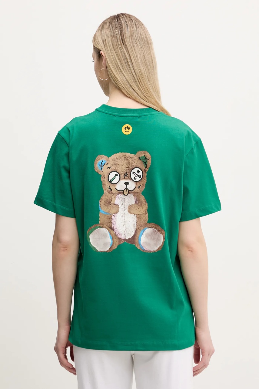 Barrow tricou din bumbac culoarea verde, cu imprimeu, S5BWUATH150