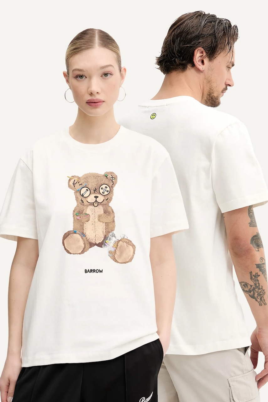 Barrow tricou din bumbac culoarea bej, cu imprimeu, S5BWUATH154