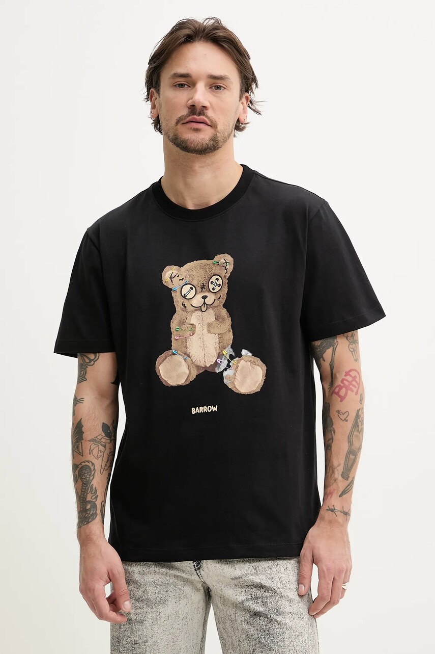 Barrow tricou din bumbac culoarea negru, cu imprimeu, S5BWUATH154