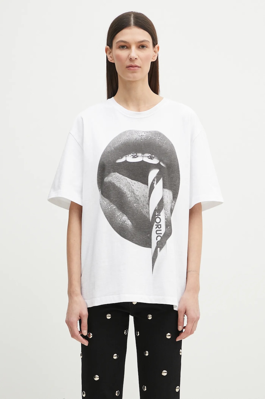 Хлопковая футболка Fiorucci Mouth Print Boxy цвет белый с принтом U02SPTSH103CJ01WH05 Хлопковая футболка Fiorucci Mouth Print Boxy цвет белый с принтом U02SPTSH103CJ01WH05