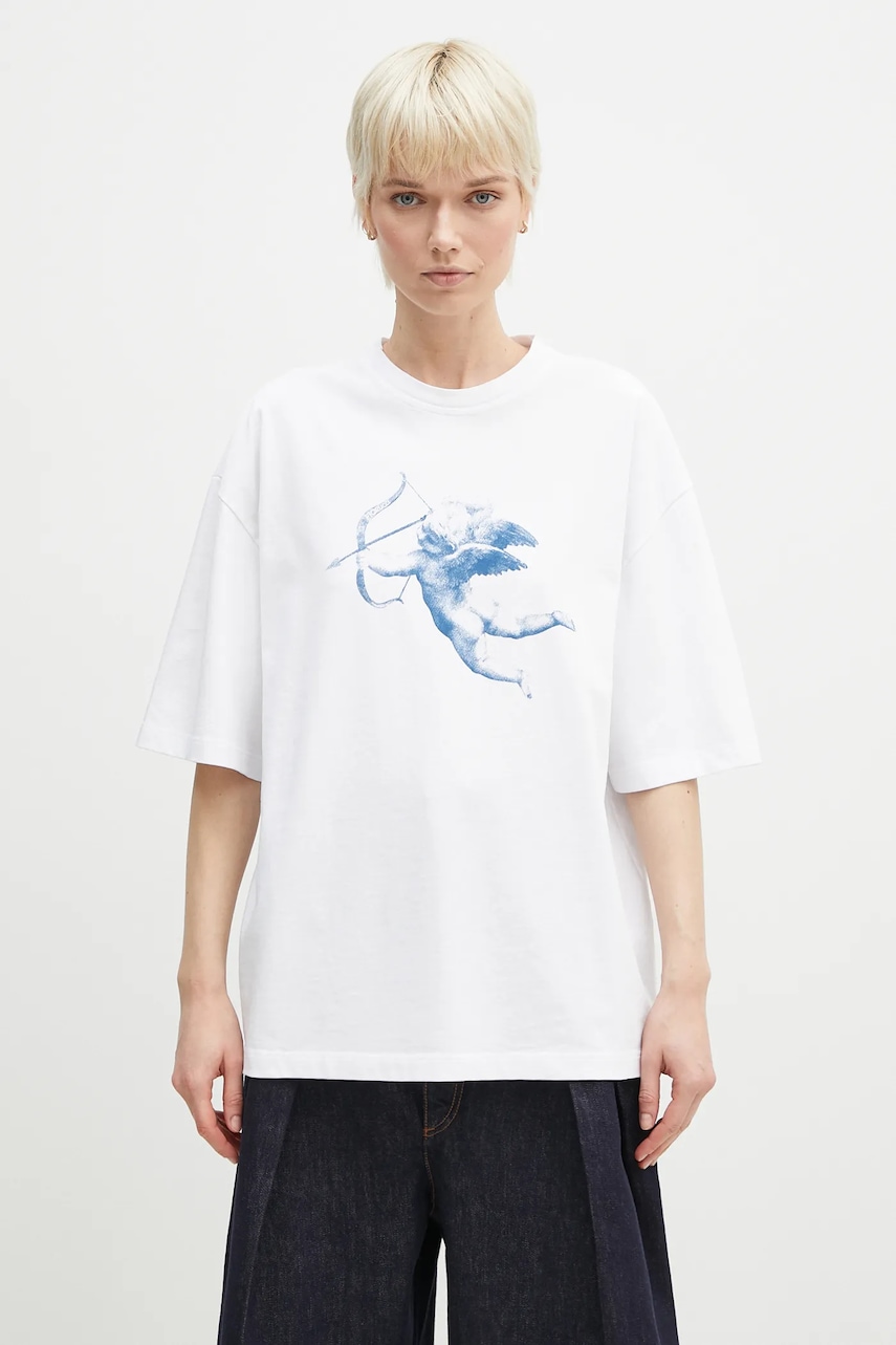 Хлопковая футболка Fiorucci Cupid Print Relaxed Fit цвет белый с принтом U02SPTSH101CJ01WH08 Хлопковая футболка Fiorucci Cupid Print Relaxed Fit цвет белый с принтом U02SPTSH101CJ01WH08