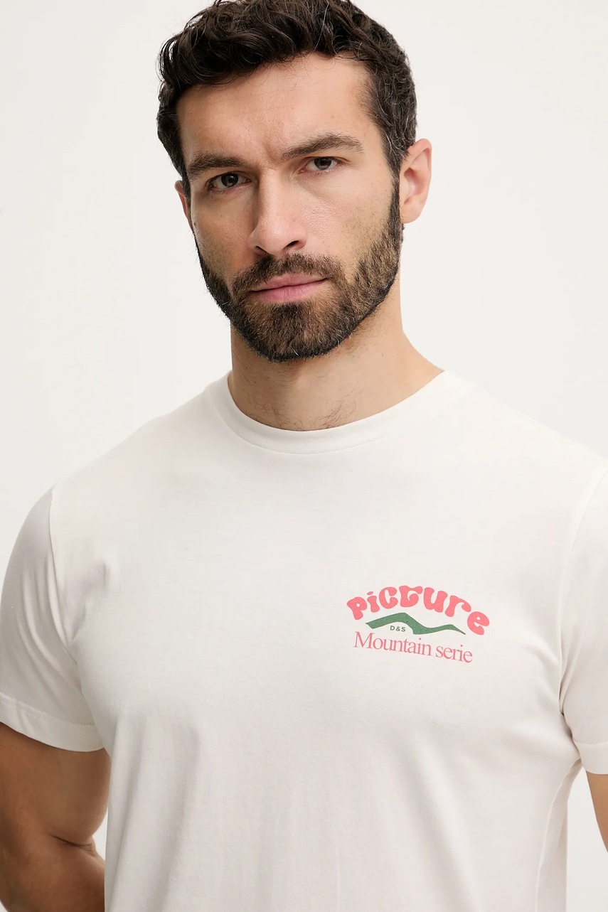 Βαμβακερό μπλουζάκι Picture D&S Bardenas χρώμα: μπεζ, MTS1242 φωτογραφία