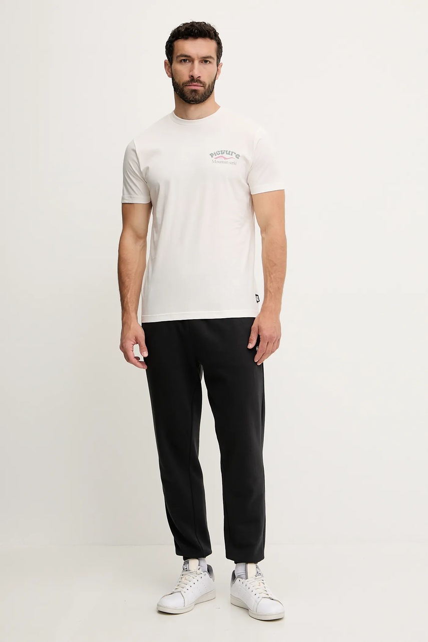 Хлопковая футболка Picture D&S Catlins цвет бежевый с принтом MTS1263