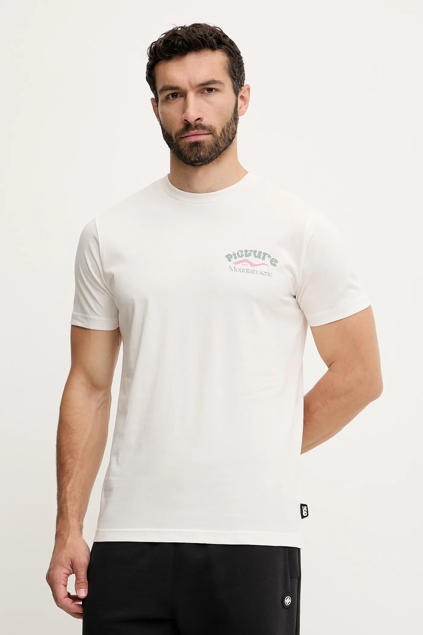 Βαμβακερό μπλουζάκι Picture D&S Catlins χρώμα: μπεζ, MTS1263 φωτογραφία