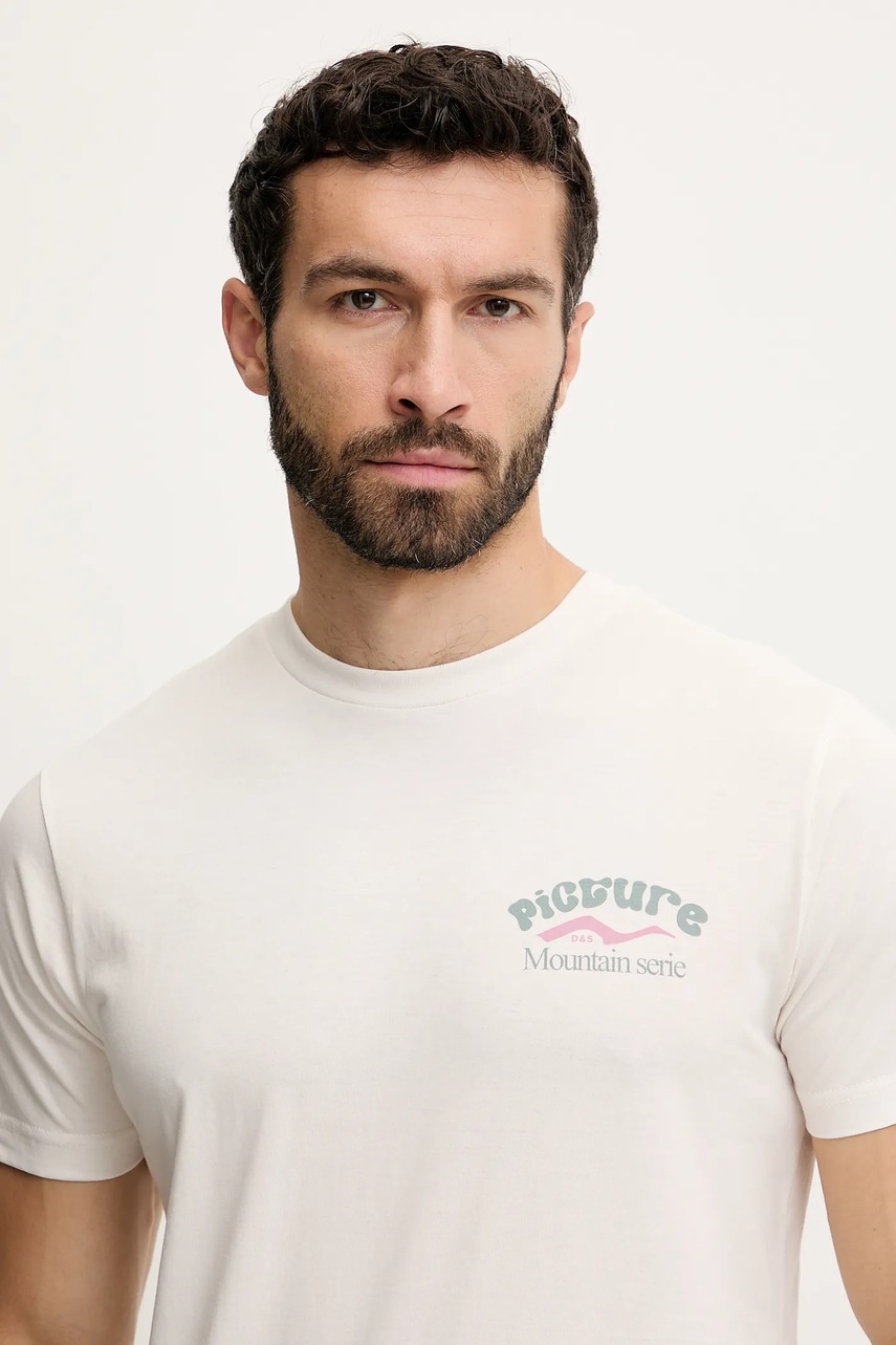 Βαμβακερό μπλουζάκι Picture D&S Catlins χρώμα: μπεζ, MTS1263 φωτογραφία