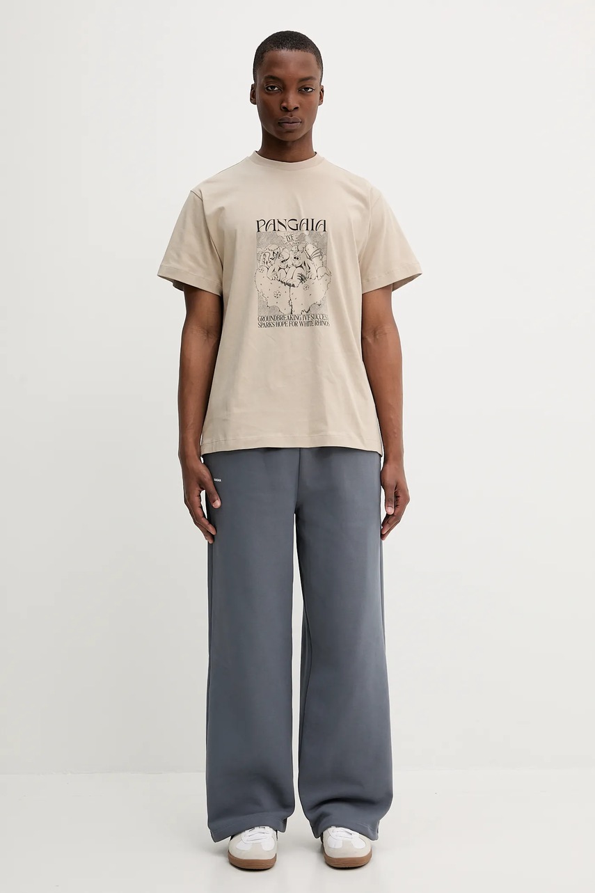 Βαμβακερό μπλουζάκι Pangaia χρώμα: μπεζ, 10002434 φωτογραφία