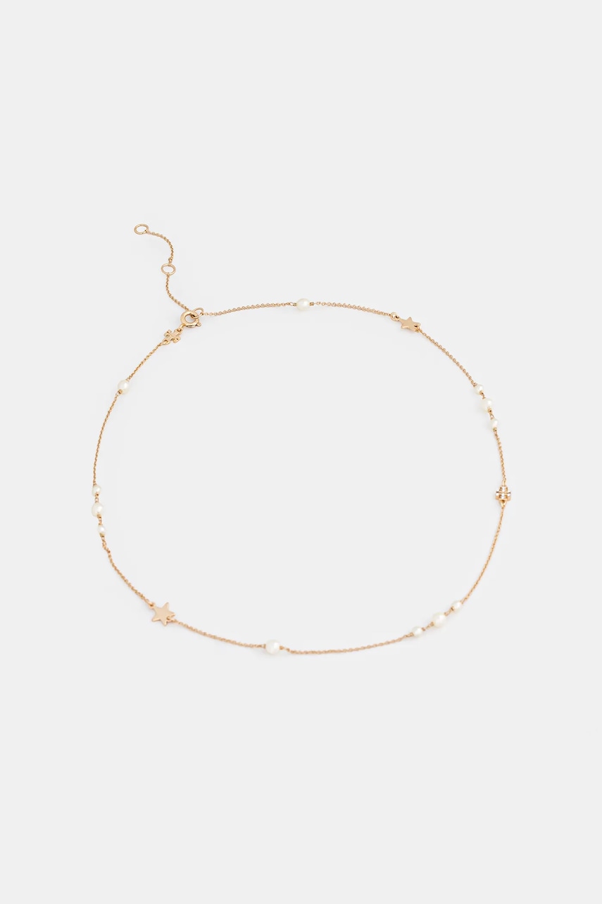 Tory Burch colier placat cu aur Delicate Kira Pearl 176867-749