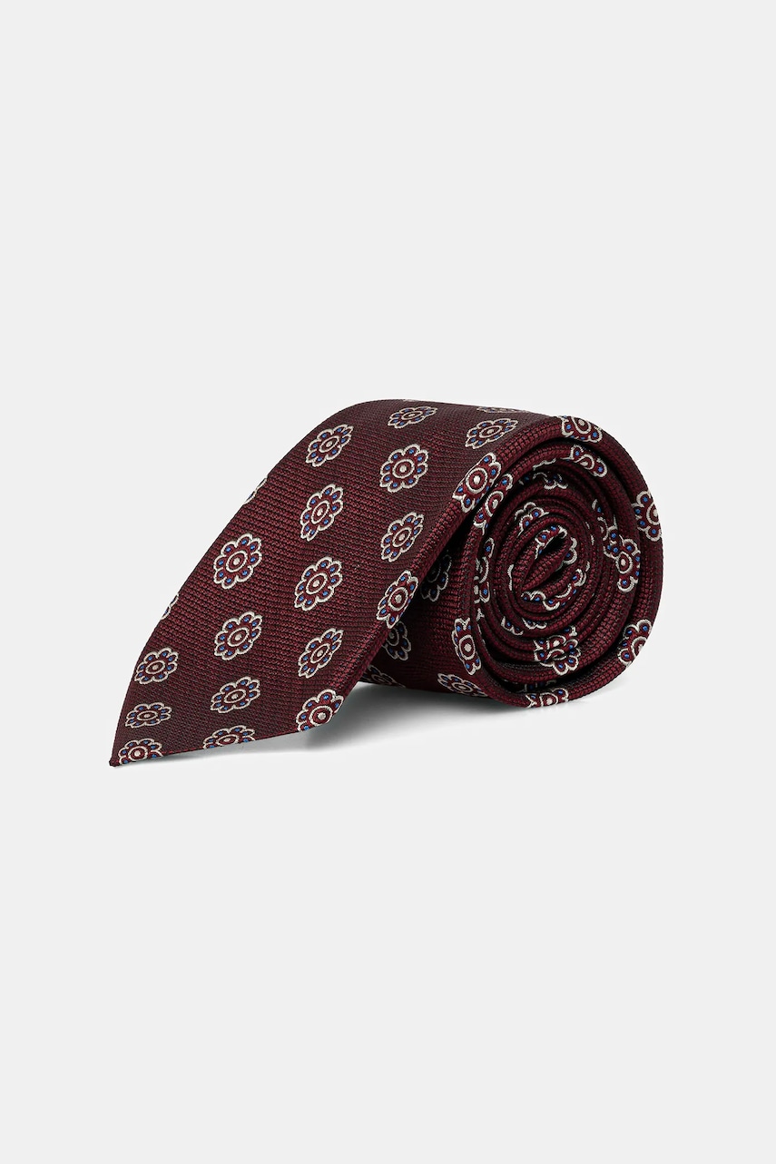 Levně Kravata s hedvábím HUGO Tie 7.5 cm vínová barva, 50557591