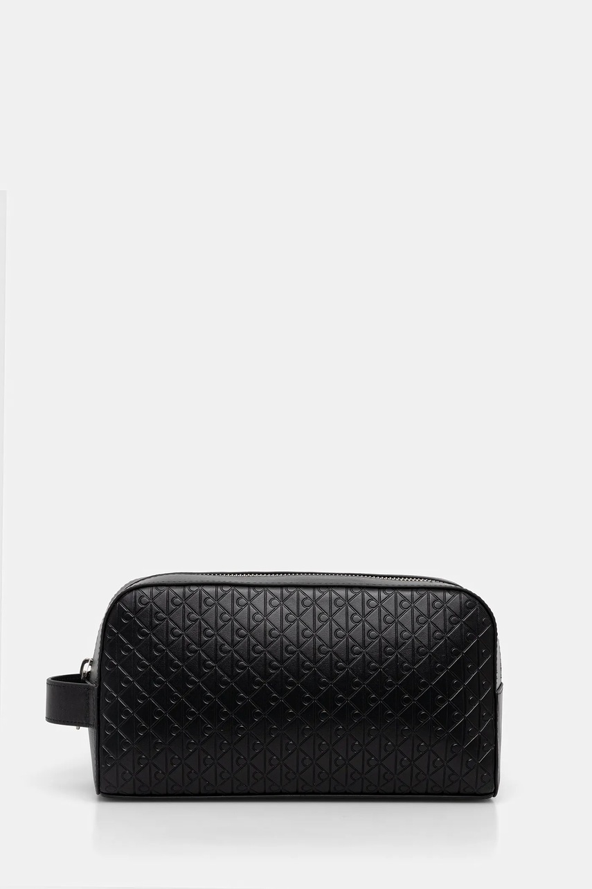 Levně Kožená kosmetická taška Calvin Klein černá barva, LV04D1146G