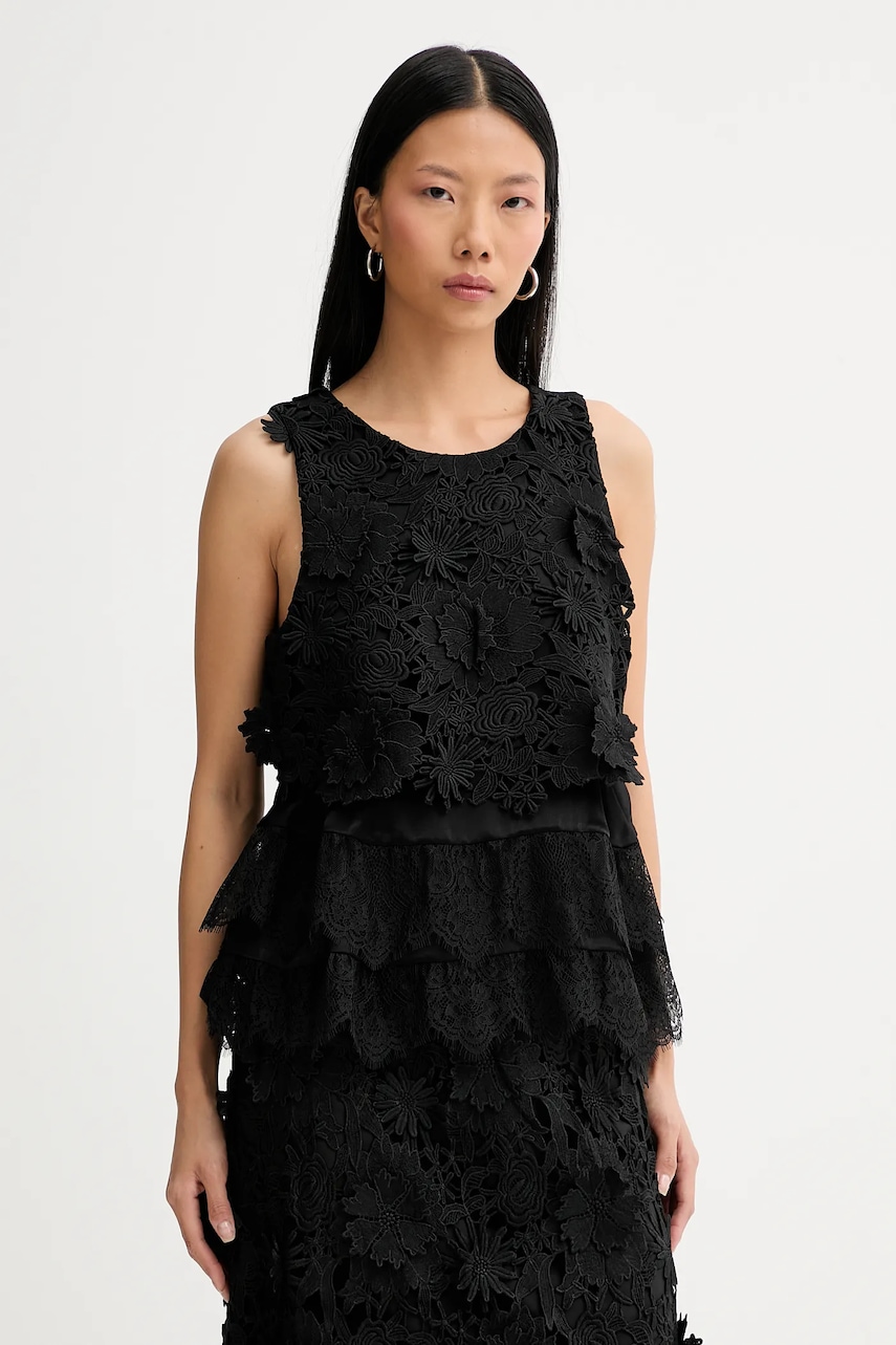 MUNTHE bluză RACHINE culoarea negru, cu imprimeu, 254102525443