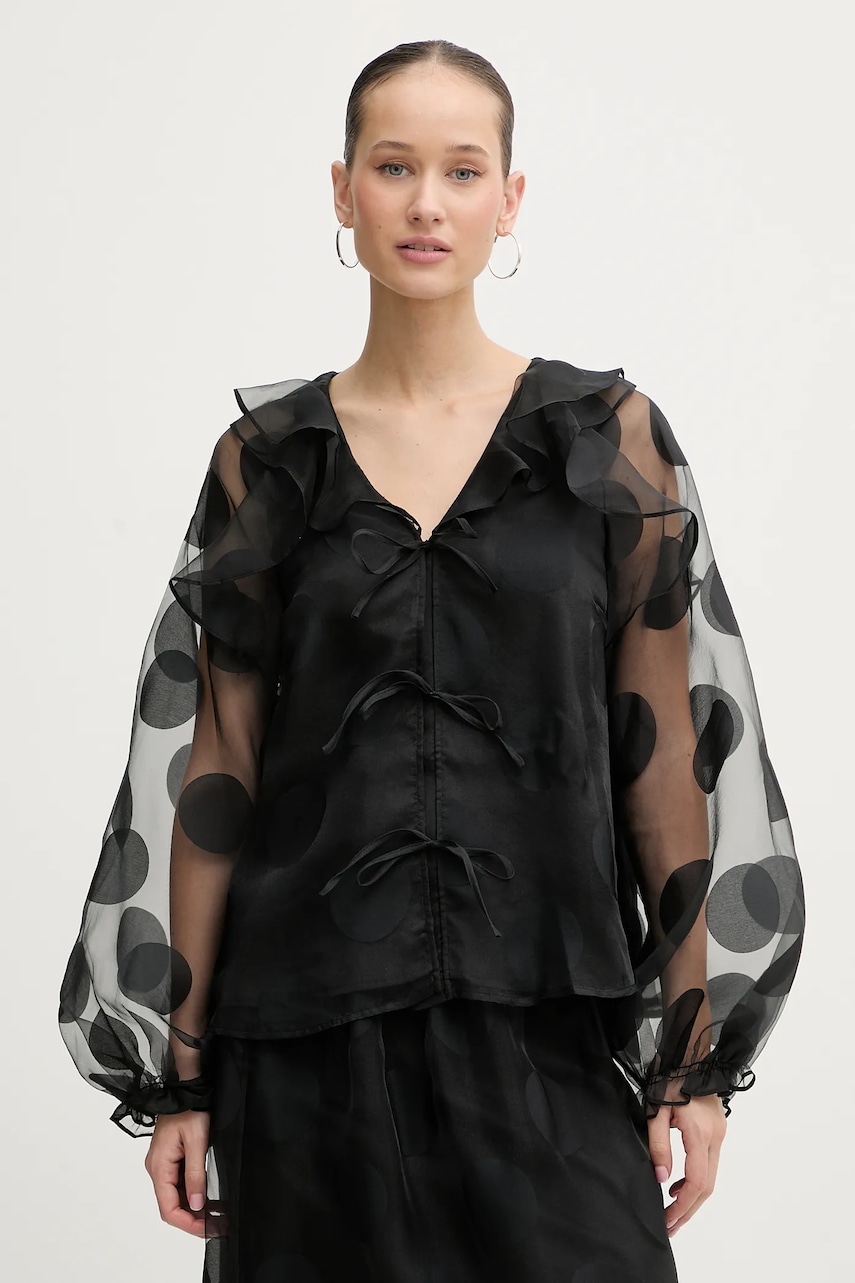 Stine Goya cămașă culoarea negru, regular, SG-PS26-T125-2460