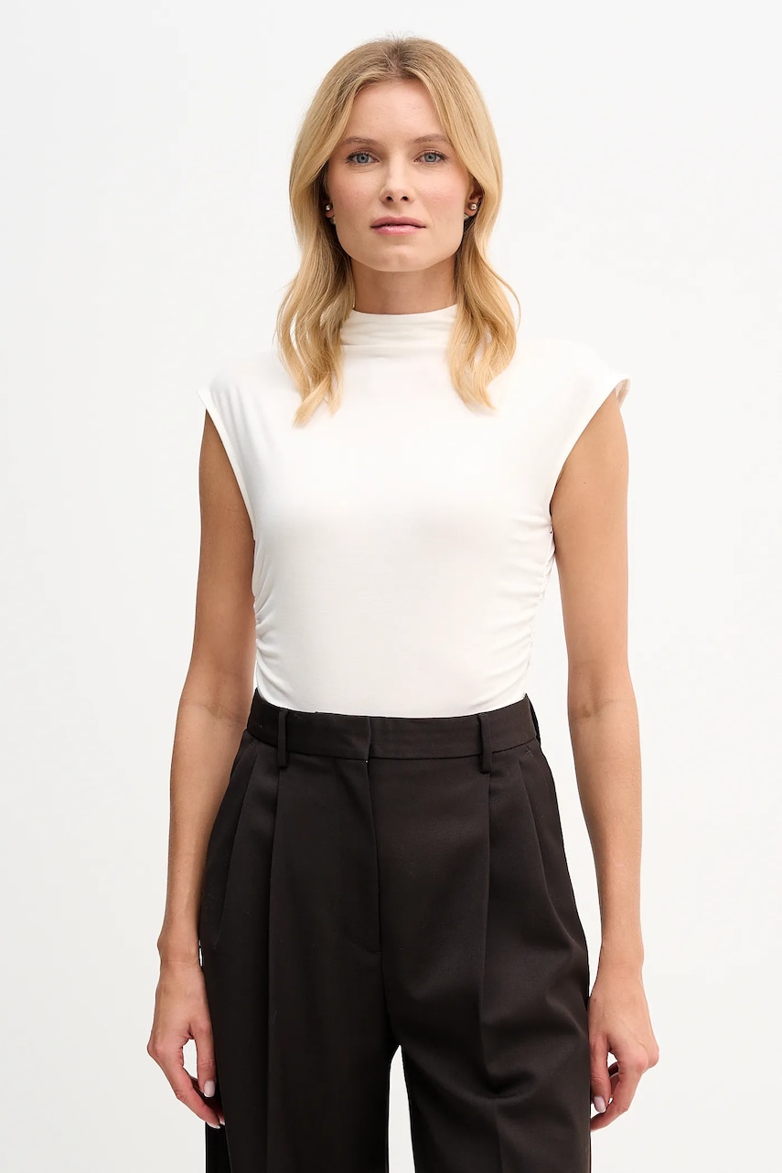 Dkny bluză culoarea bej, uni, W3384RAS