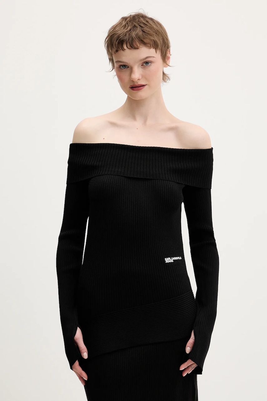 Karl Lagerfeld Jeans pulover culoarea negru, light, B1W18028