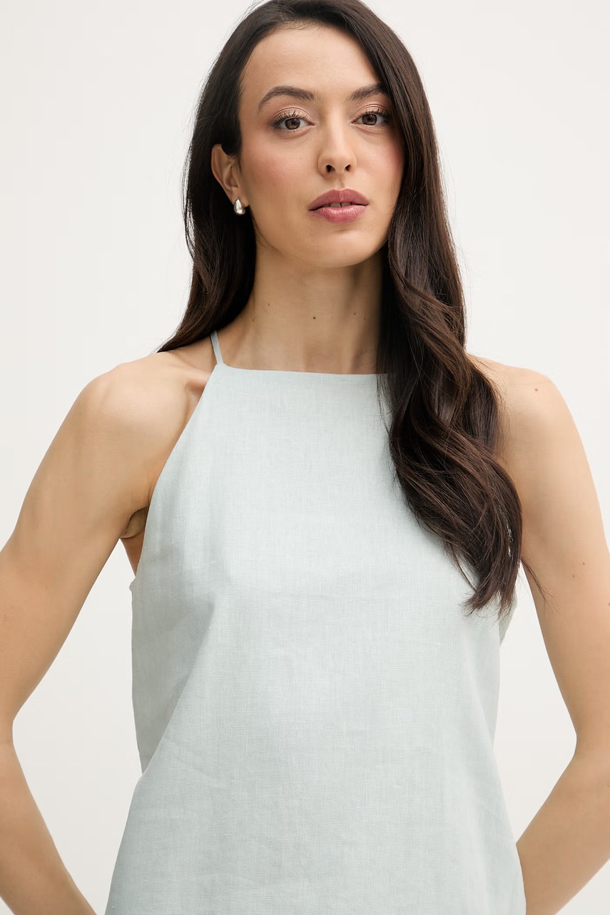 Calvin Klein Jeans blúzka s ramienkami dámska s ľanom