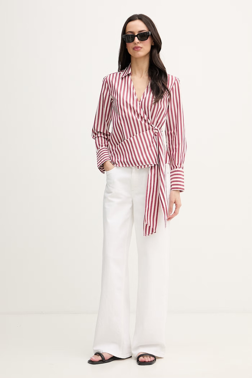 Tommy Hilfiger zavinovacia blúzka dámska bavlnená
