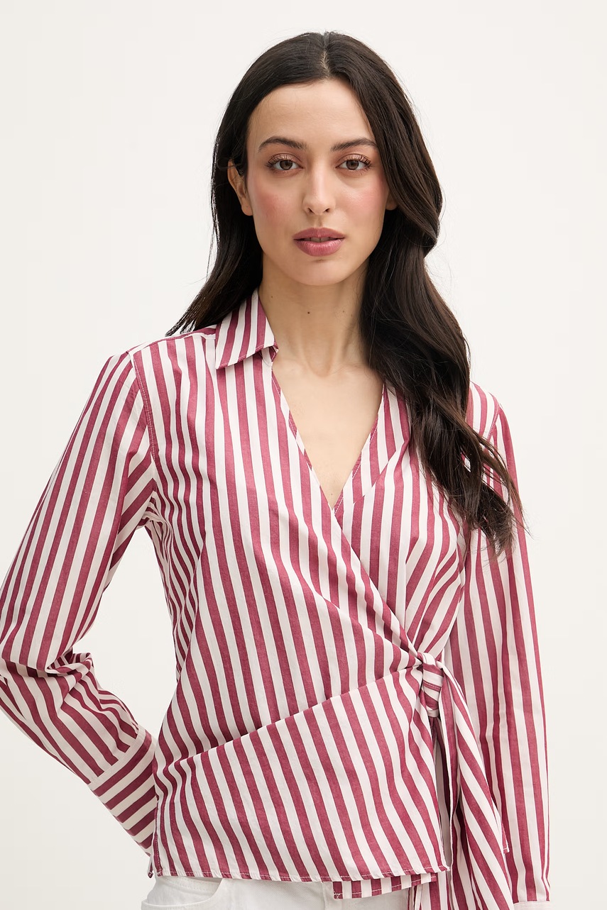 Tommy Hilfiger zavinovacia blúzka dámska bavlnená