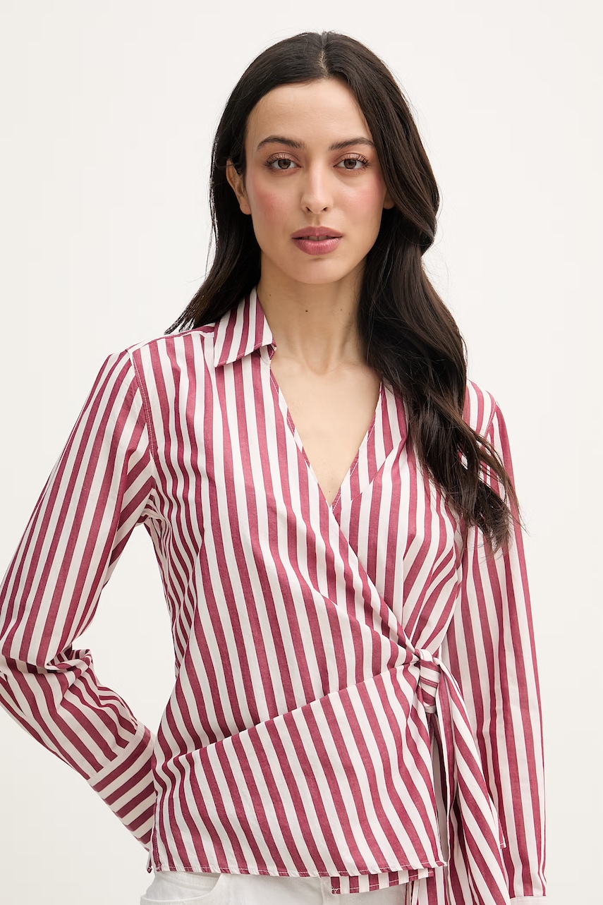 Tommy Hilfiger zavinovacia blúzka dámska bavlnená