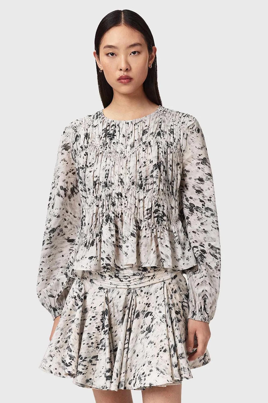 AllSaints bluză cu volane pentru femei, din vâscoză MELANI