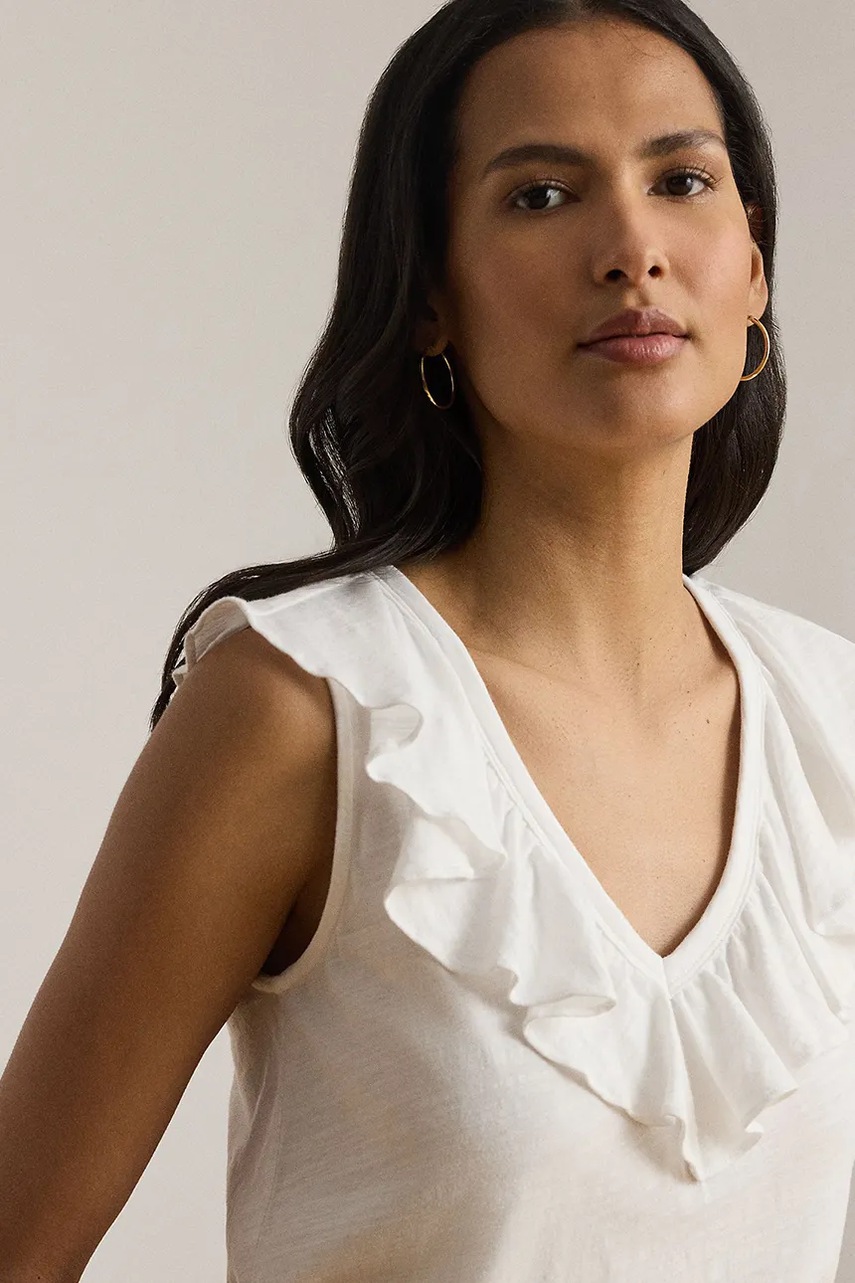 Lauren Ralph Lauren blúzka s volánom dámska bavlnená
