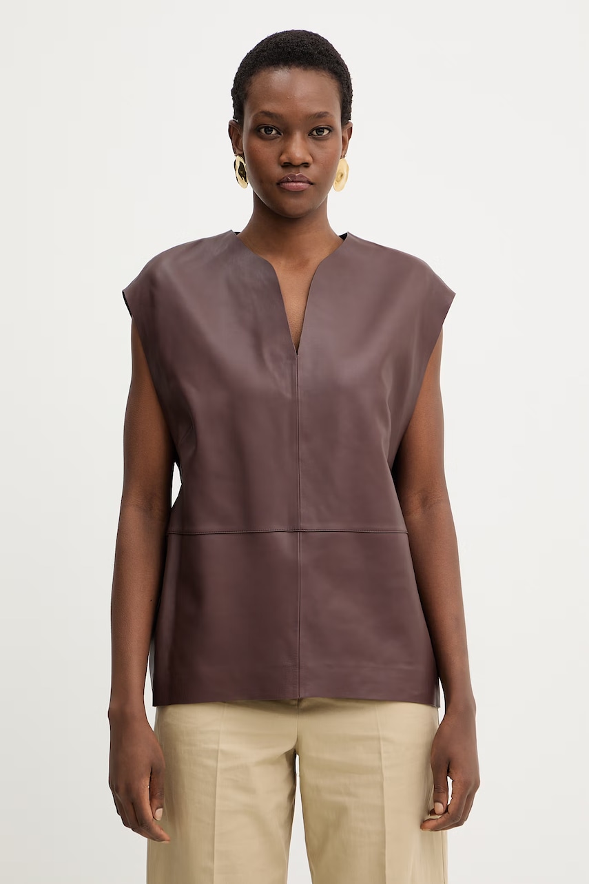 Δερμάτινη μπλούζα BOSS Suna