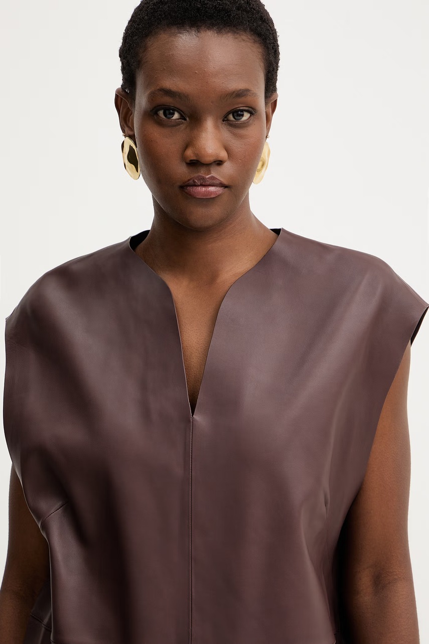 Kožená halenka BOSS Suna (obrázek 4)