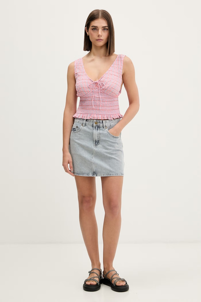 Rip Curl blúzka s ramienkami dámska bavlnená PARADISE CHECK TOP