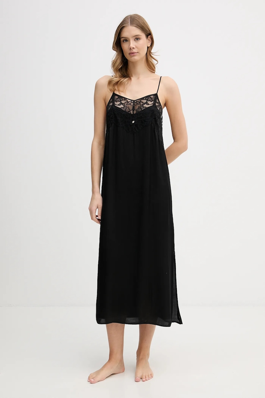 BOSS cămașă de noapte Blossom Nightie culoarea negru, satin, 50557139