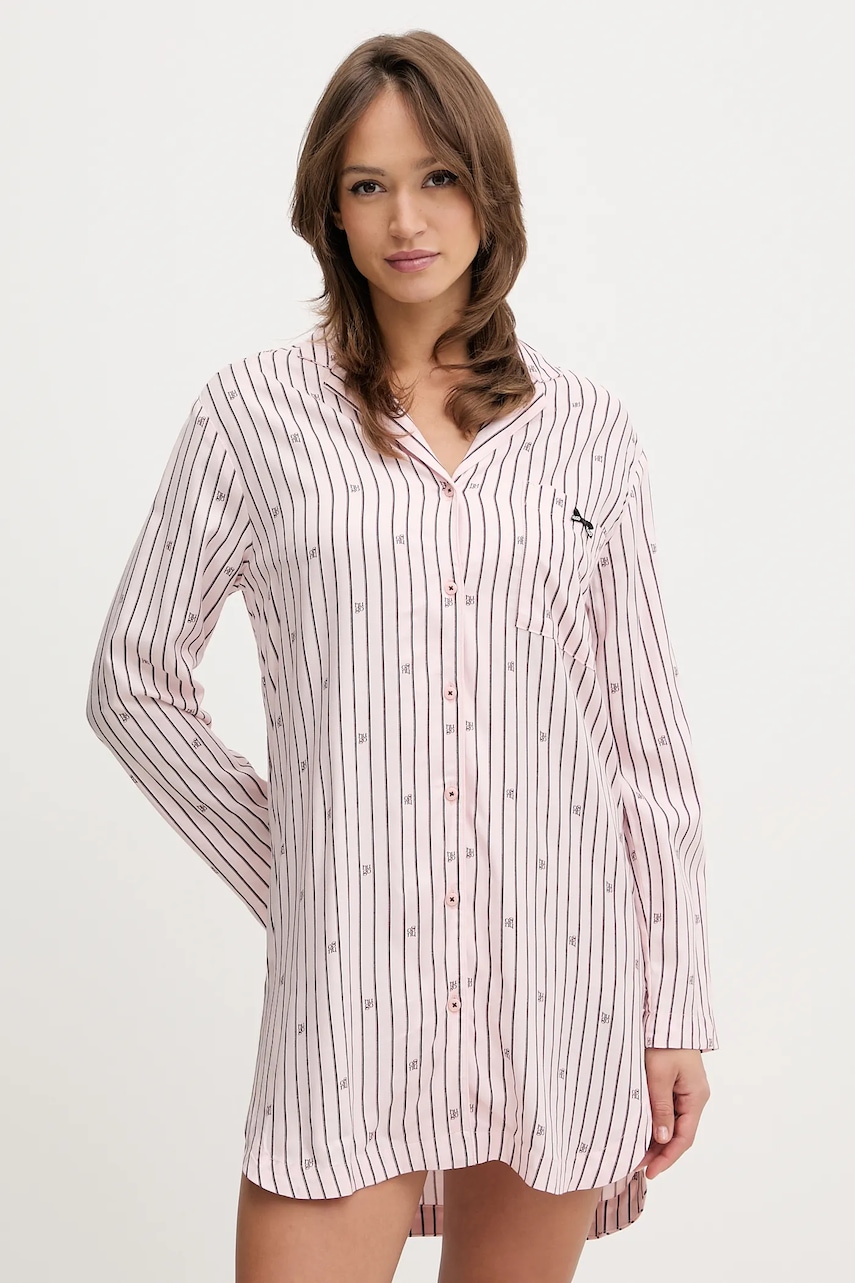 HUGO cămașă de noapte SARTORIAL SLEEPSHIRT culoarea roz, 50556665