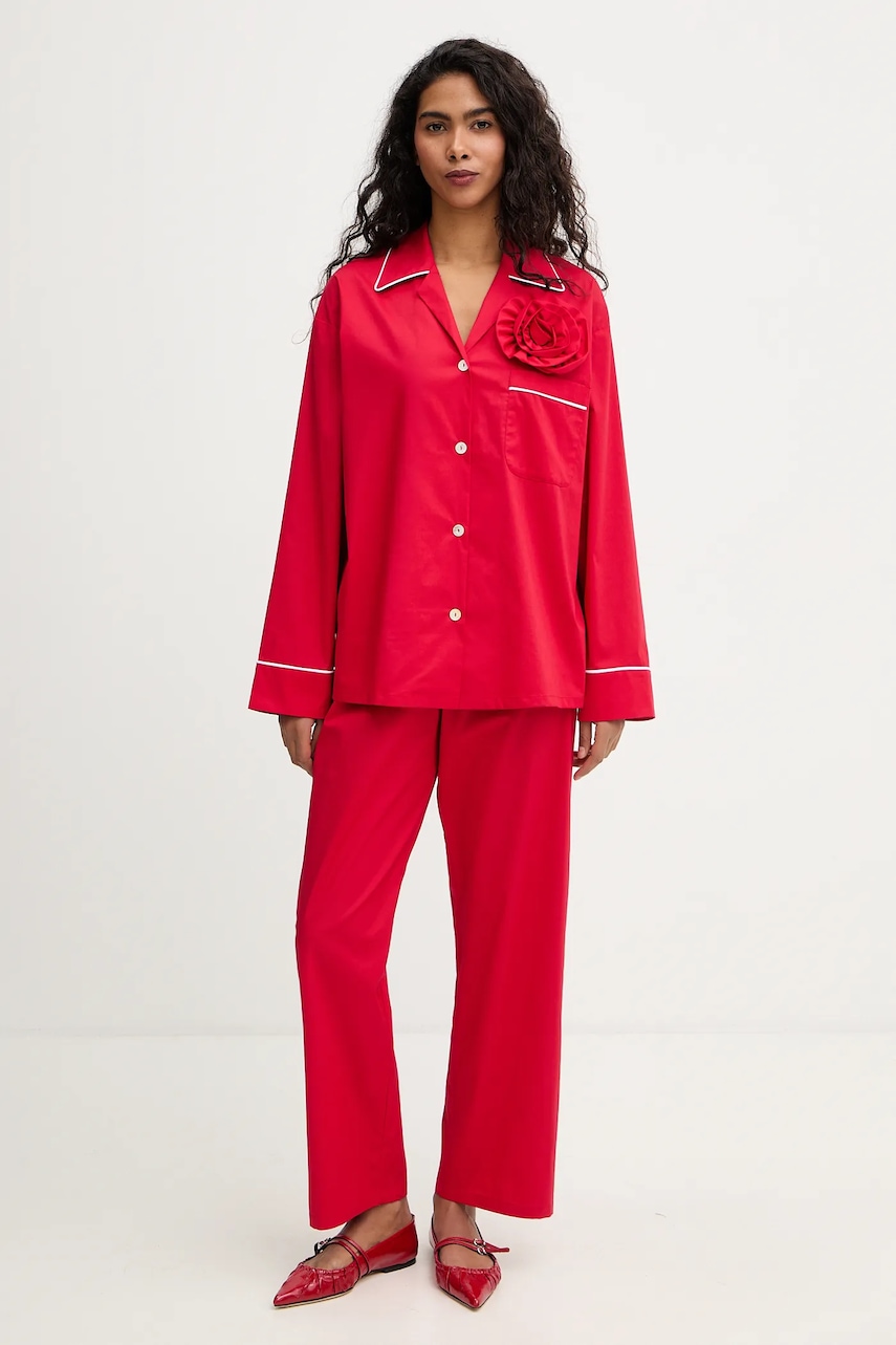 The Sleeper pijamale de bumbac culoarea rosu, bumbac, RSSP06P013R