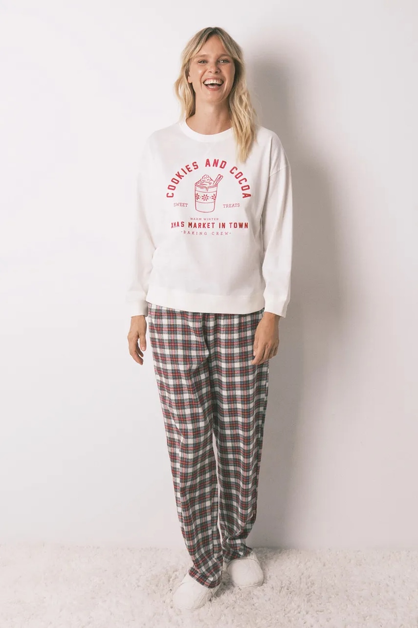 women'secret pijamale din bumbac culoarea bej, 3592474