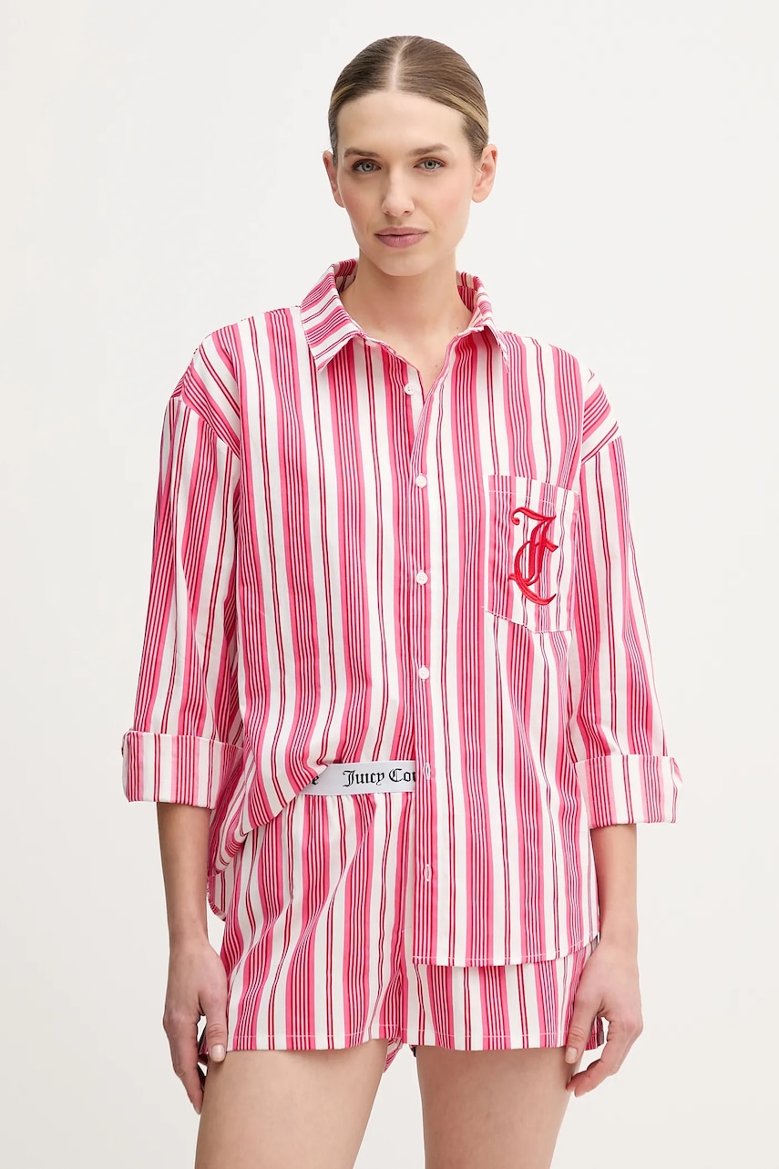 Juicy Couture cămașă de pijama din bumbac culoarea roz, bumbac, JCYPT126853
