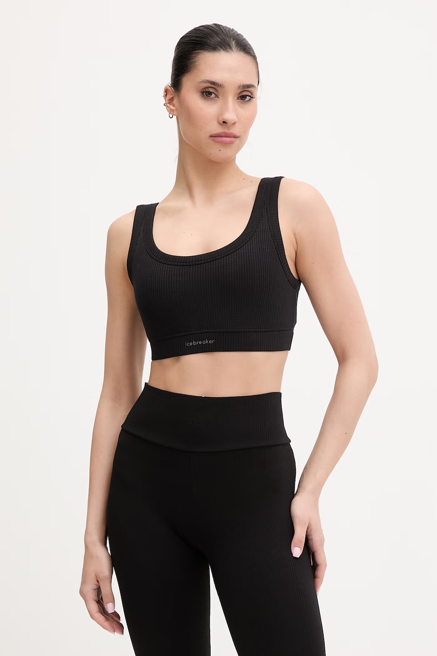 Icebreaker σουτιέν σύσφιξης γυναικείο με πρόσμιξη μαλλιού μερινό Lotus IB0A57770011 μαύρο L,XS,S,M
