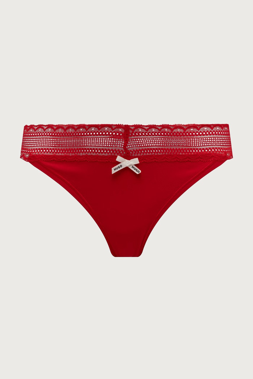 HUGO  прашки дамски от памук с еластан TRIPLET LACE STRING 3 броя