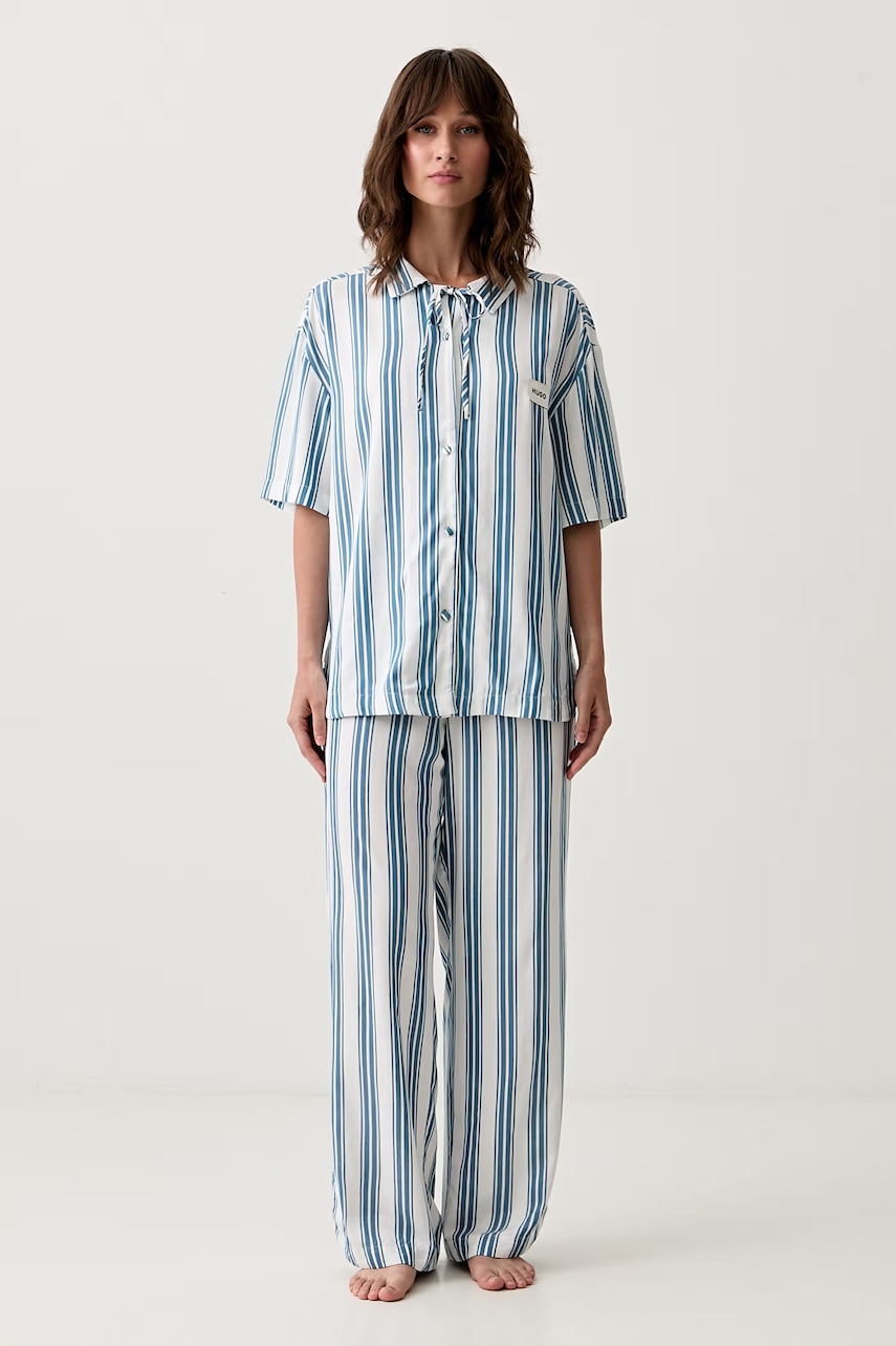 HUGO nočná košeľa dámska z viskózy RESORT SL-SHIRT