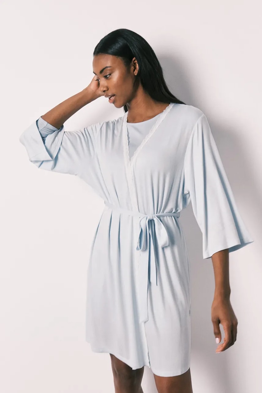 women'secret szlafrok damski z wiskozą niebieski 4353597