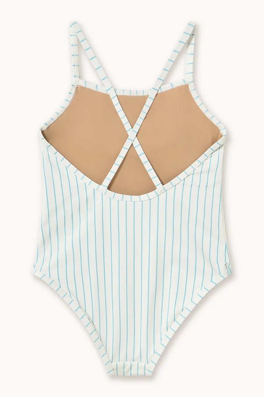 Суцільний дитячий купальник Tinycottons CYAN FINE STRIPES SWIMSUIT