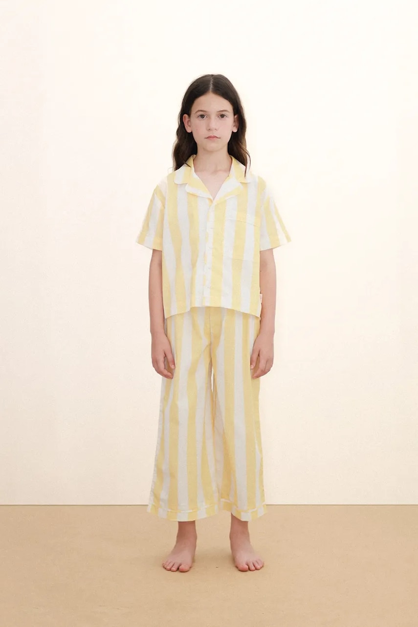 Tinycottons pijamale de bumbac pentru copii YELLOW STRIPES SET
