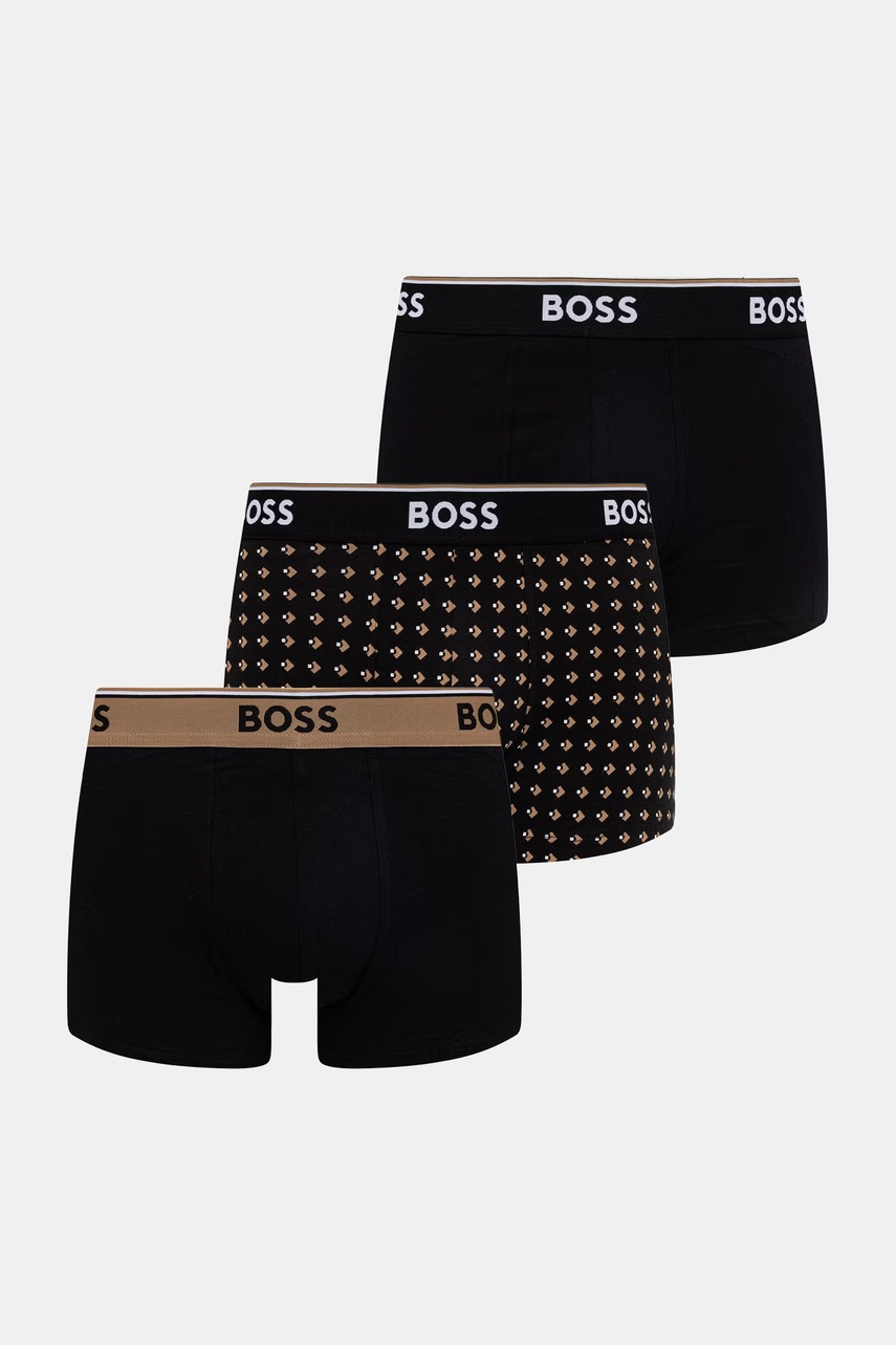Levně BOSS boxerky pánské bavlněné s elastanem Trunk 3P Power Desig 3-pack