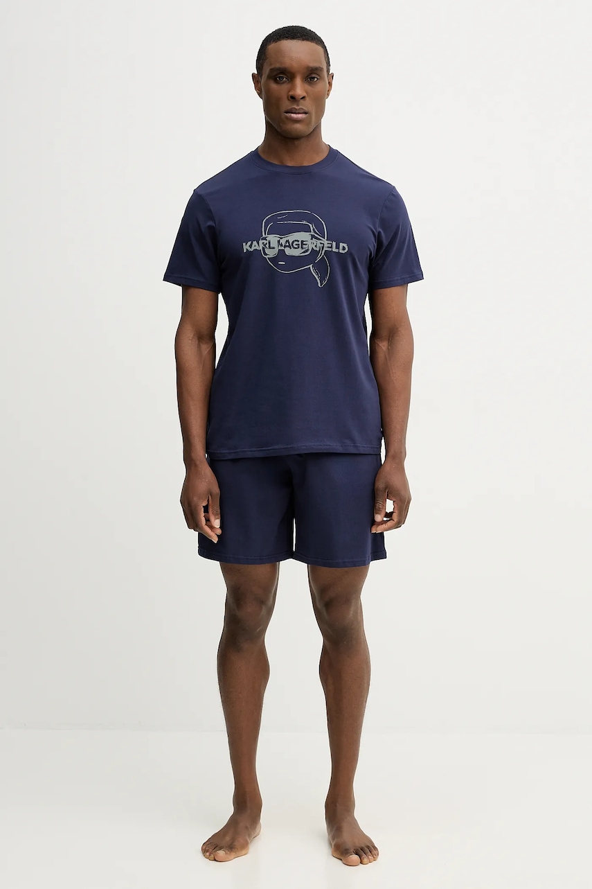 Karl Lagerfeld pijama IKON culoarea bleumarin, cu imprimeu, B1M45005