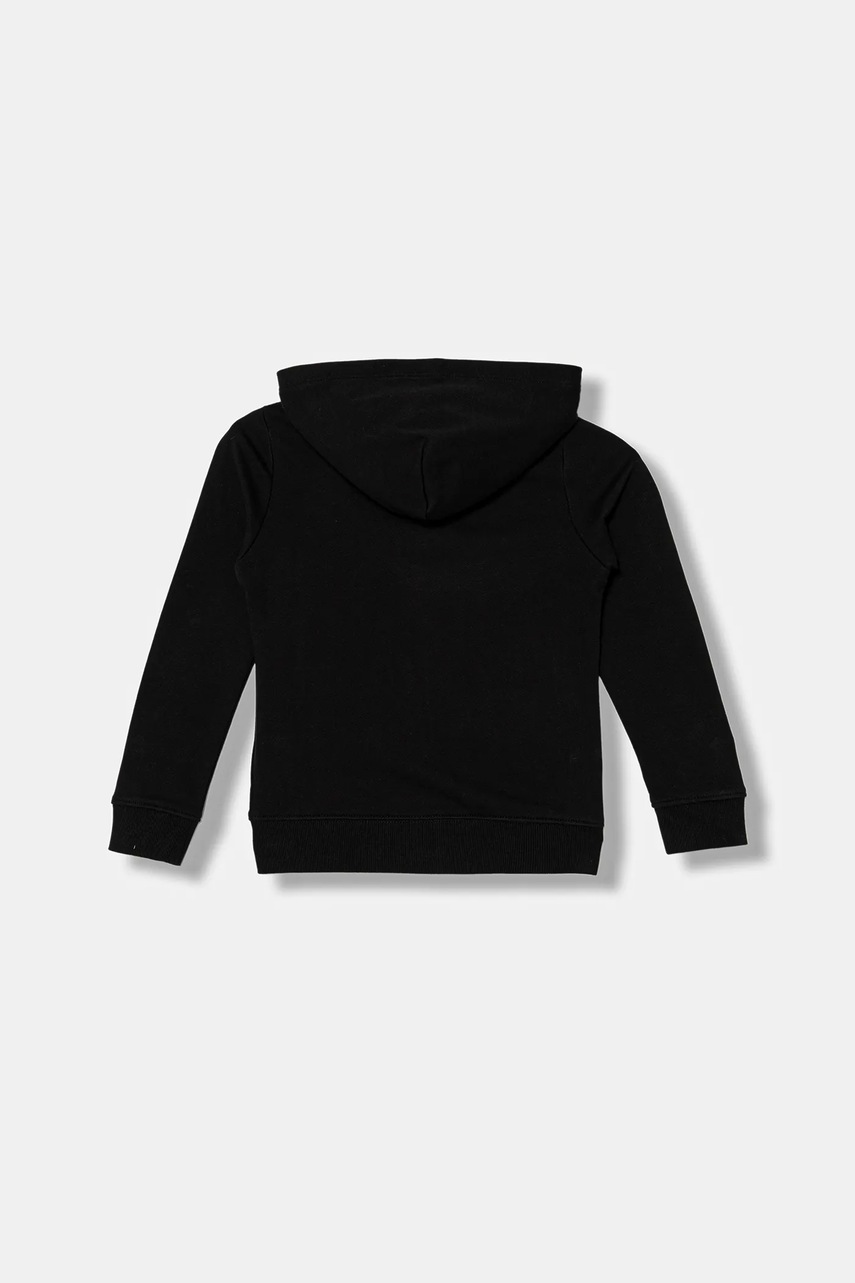 Детская хлопковая кофта Calvin Klein Jeans цвет чёрный с капюшоном узор IB0IB02620