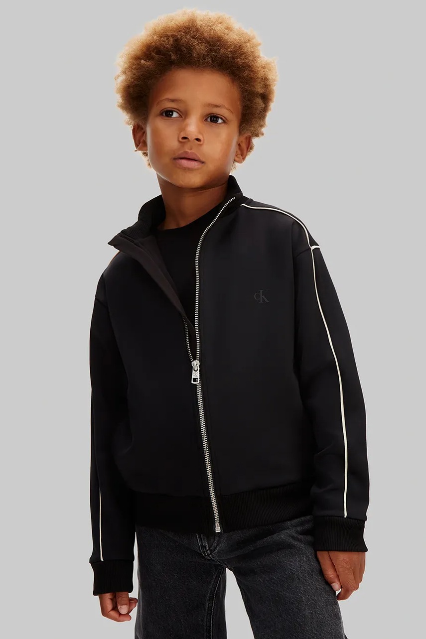 Levně Dětská mikina Calvin Klein Jeans černá barva, hladká, IB0IB02631