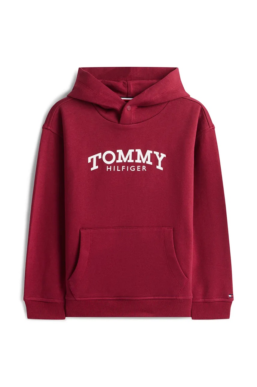 Детская кофта Tommy Hilfiger цвет бордовый с капюшоном меланж KB0KB10028
