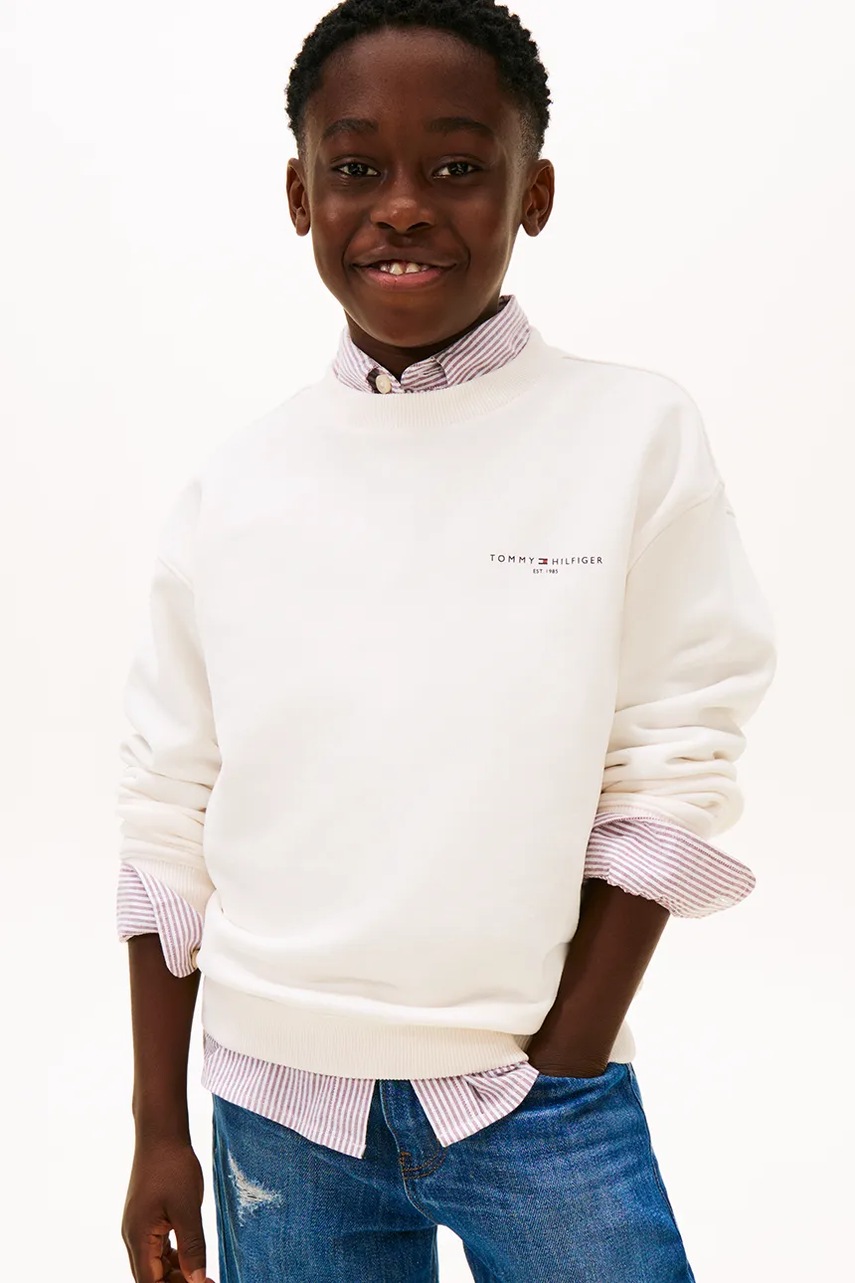 Levně Dětská mikina Tommy Hilfiger bílá barva, s potiskem, KS0KS00665