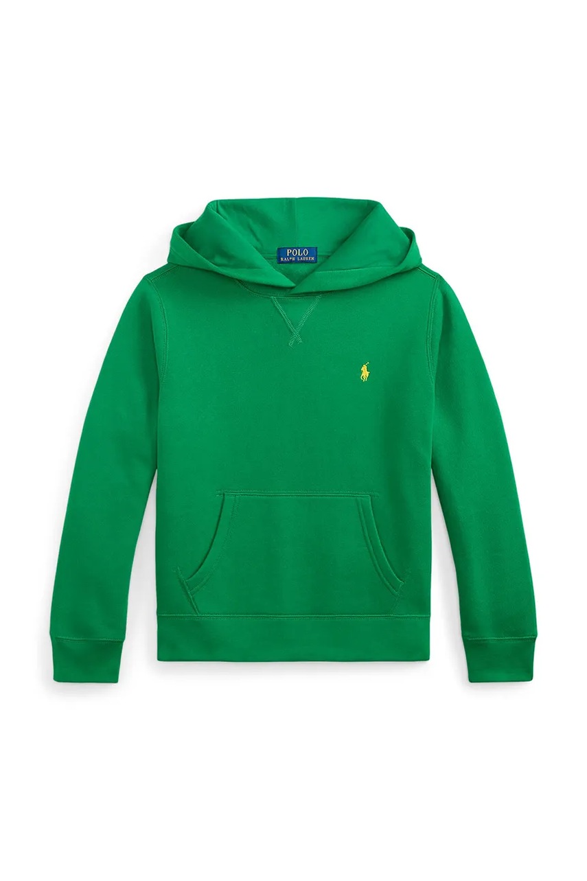 Levně Dětská mikina Polo Ralph Lauren zelená barva, s kapucí, s aplikací, 323749954502