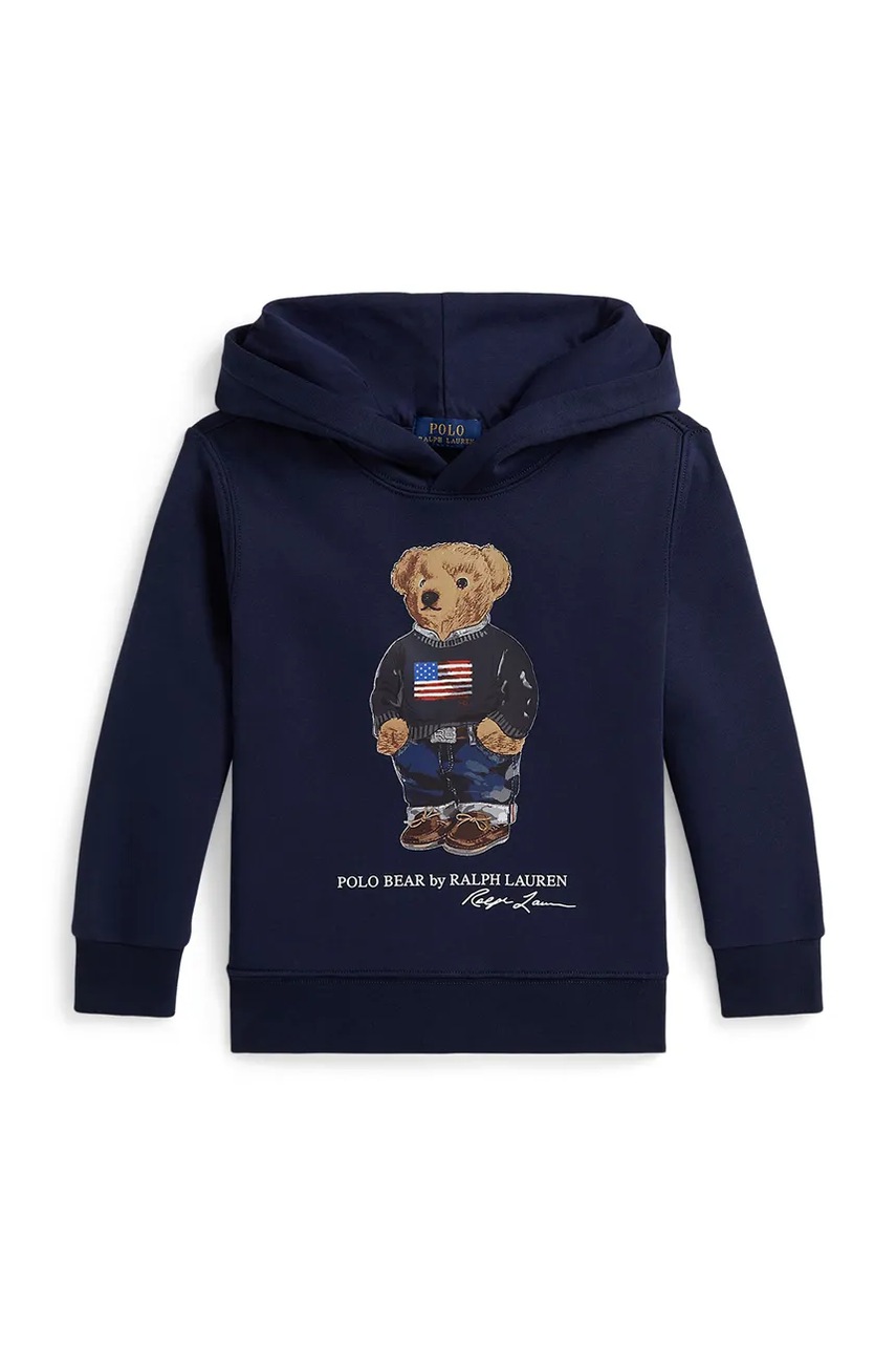 Детская кофта Polo Ralph Lauren цвет синий с капюшоном с принтом 322A10529001