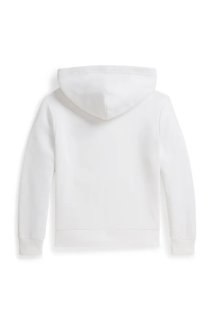 Детская кофта Polo Ralph Lauren цвет белый с капюшоном с аппликацией 323A95741002