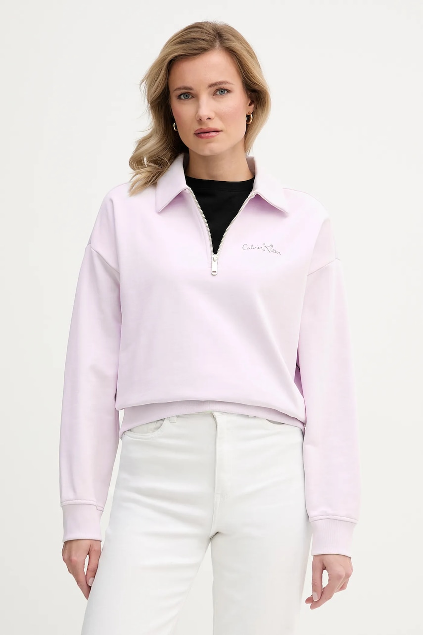 Γυναικεία φούτερ χωρίς φερμουάρ calvin klein jeans σε μωβ